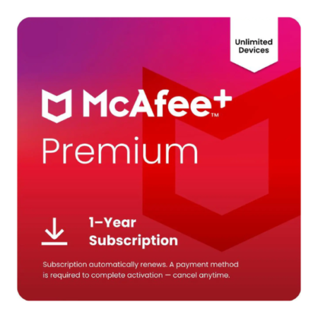 McAfee+ Premium Individual 2026 – Unlimited Devices, 1-Year Digital Subscription